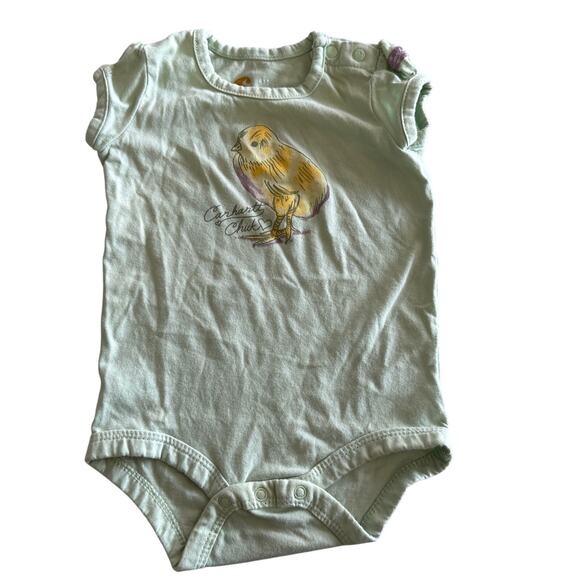 Carhartt Baby Green Short Sleeve Bodysuit - Size 6 Months - Picture 1 of 4